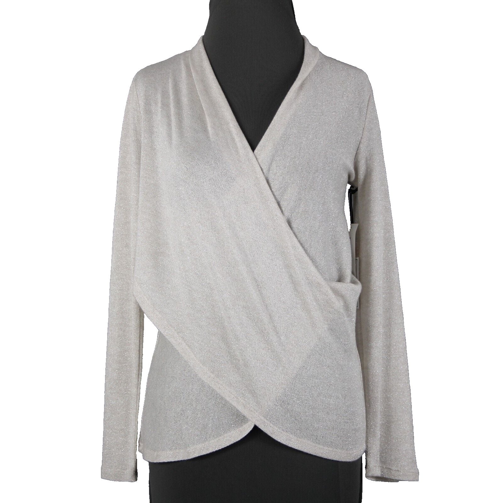 1 State NEW $59 Sz XS Camel Heather Silver Sheer Acrylic Metallic Top