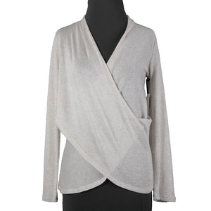 1 State NEW $59 Sz XS Camel Heather Silver Sheer Acrylic Metallic Top