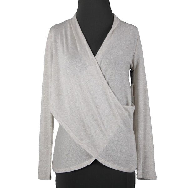 1 State NEW $59 Sz XS Camel Heather Silver Sheer Acrylic Metallic Top