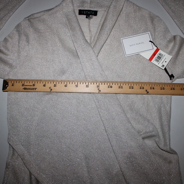 1 State NEW $59 Sz XS Camel Heather Silver Sheer Acrylic Metallic Top