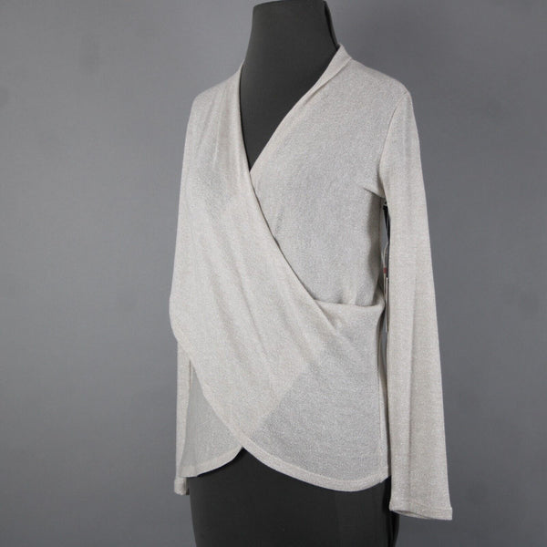 1 State NEW $59 Sz XS Camel Heather Silver Sheer Acrylic Metallic Top
