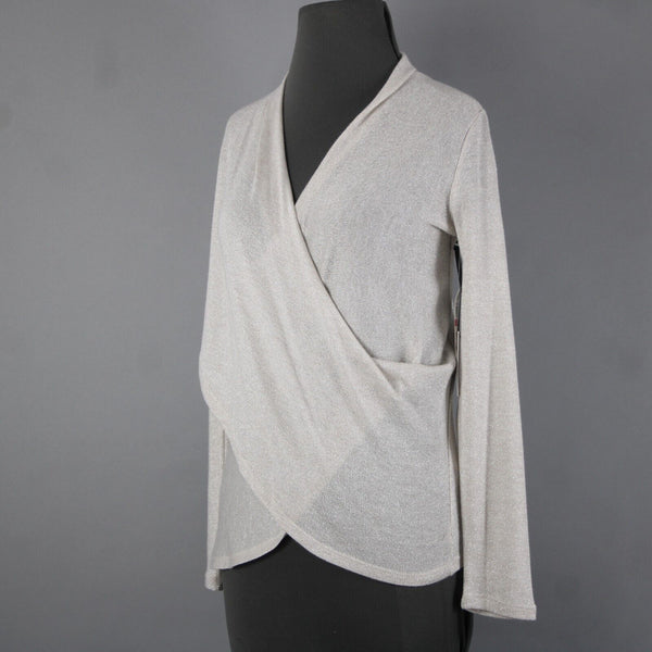 1 State NEW $59 Sz XS Camel Heather Silver Sheer Acrylic Metallic Top
