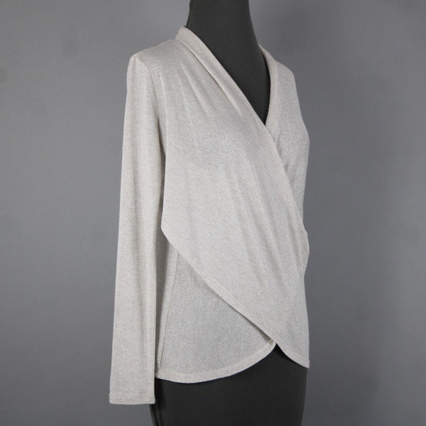 1 State NEW $59 Sz XS Camel Heather Silver Sheer Acrylic Metallic Top