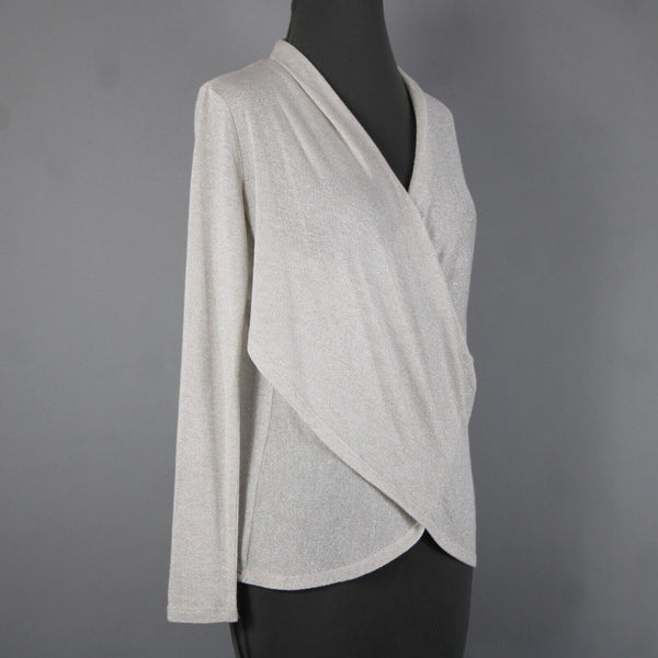 1 State NEW $59 Sz XS Camel Heather Silver Sheer Acrylic Metallic Top