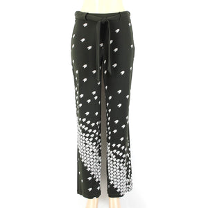 WHBM Sz XS Darkest Forest Green White Polyester Spandex Palazzo Wide Leg Pant