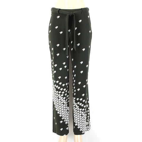 WHBM Sz XS Darkest Forest Green White Polyester Spandex Palazzo Wide Leg Pant