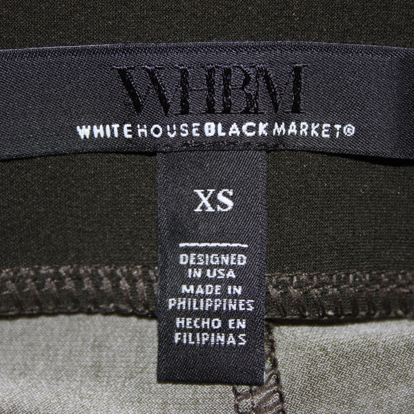 WHBM Sz XS Darkest Forest Green White Polyester Spandex Palazzo Wide Leg Pant