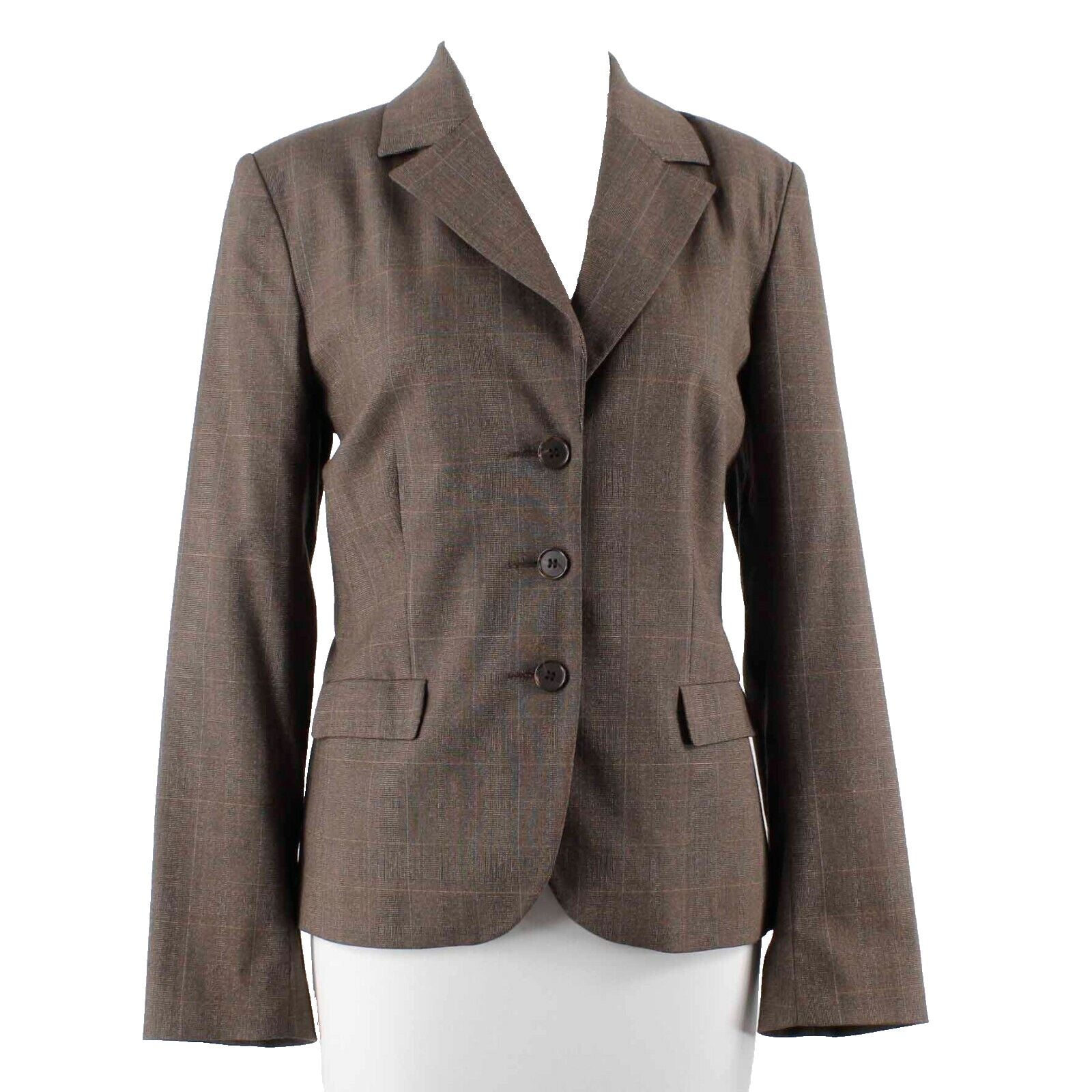 Barneys New York Sz 8 Brown Multi Button Front Lined Poly Blend Jacket