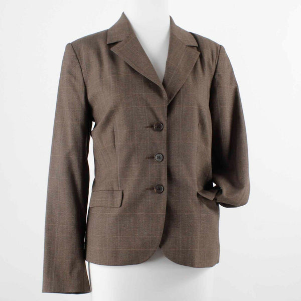 Barneys New York Sz 8 Brown Multi Button Front Lined Poly Blend Jacket