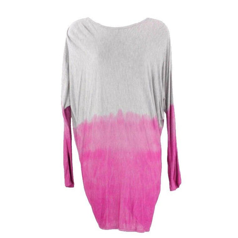 Woodleigh NEW $98 Sz M Grey Fuchsia Pink Ombre Draped Back Rayon Top