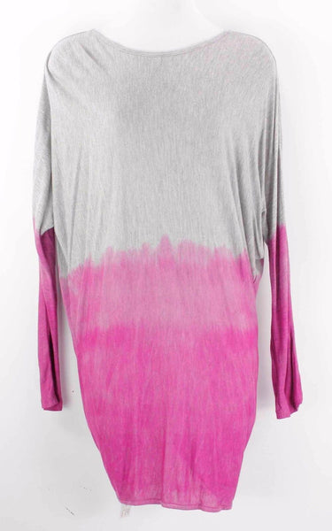 Woodleigh NEW $98 Sz M Grey Fuchsia Pink Ombre Draped Back Rayon Top