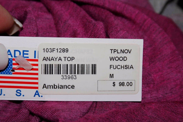 Woodleigh NEW $98 Sz M Grey Fuchsia Pink Ombre Draped Back Rayon Top