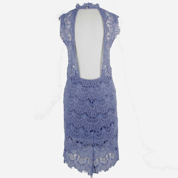 Free People NEW $98 Sz M Light Blue Lake Open Back Lace Cotton Nylon Dress