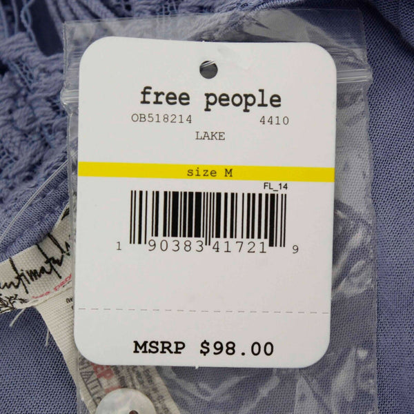 Free People NEW $98 Sz M Light Blue Lake Open Back Lace Cotton Nylon Dress