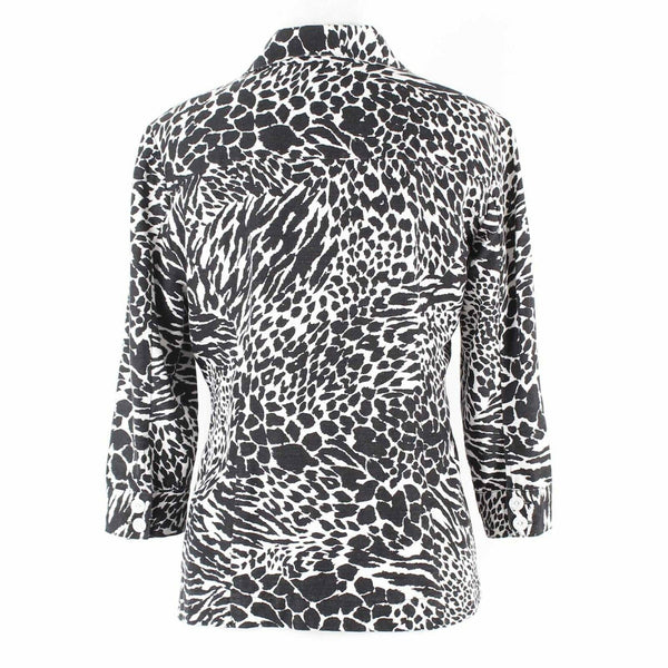 Covington Petite Sz SP Black White Button Up Linen Rayon Jacket