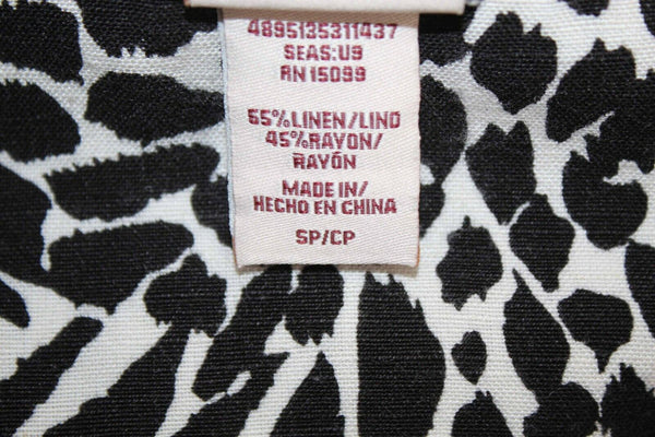 Covington Petite Sz SP Black White Button Up Linen Rayon Jacket