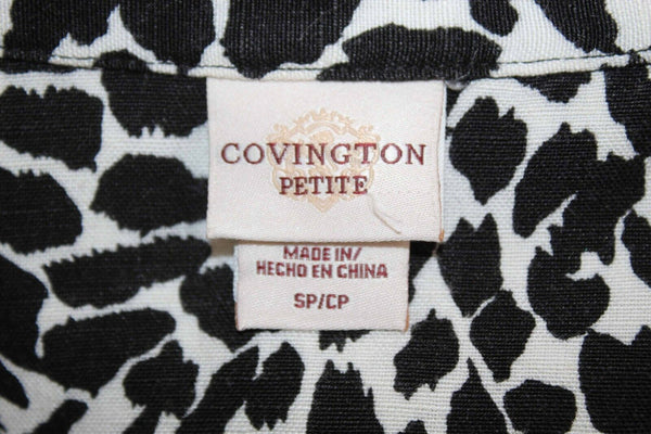 Covington Petite Sz SP Black White Button Up Linen Rayon Jacket