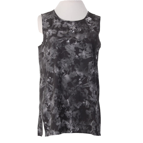 Athleta AW Top NEW $69 Sz XS Black Gray White Round Neck Sleeveless Poly Spandex