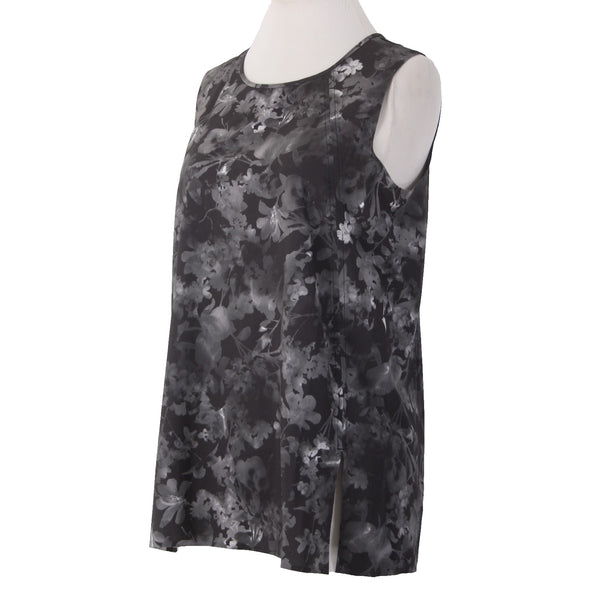 Athleta AW Top NEW $69 Sz XS Black Gray White Round Neck Sleeveless Poly Spandex