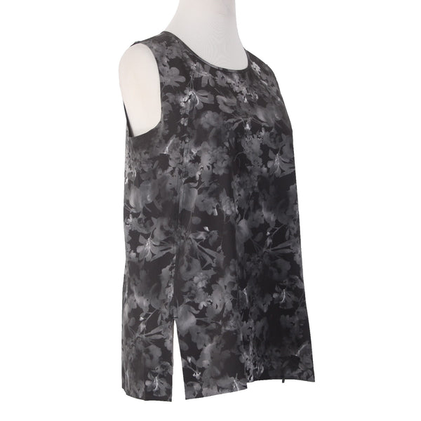 Athleta AW Top NEW $69 Sz XS Black Gray White Round Neck Sleeveless Poly Spandex