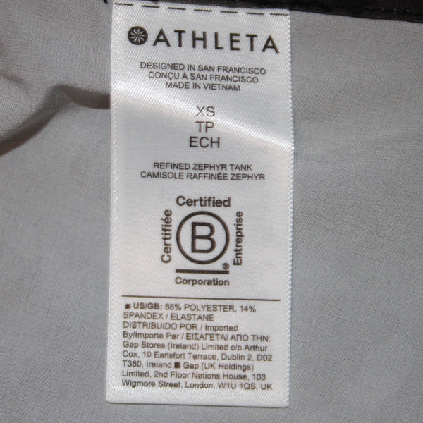 Athleta AW Top NEW $69 Sz XS Black Gray White Round Neck Sleeveless Poly Spandex