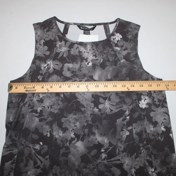 Athleta AW Top NEW $69 Sz XS Black Gray White Round Neck Sleeveless Poly Spandex