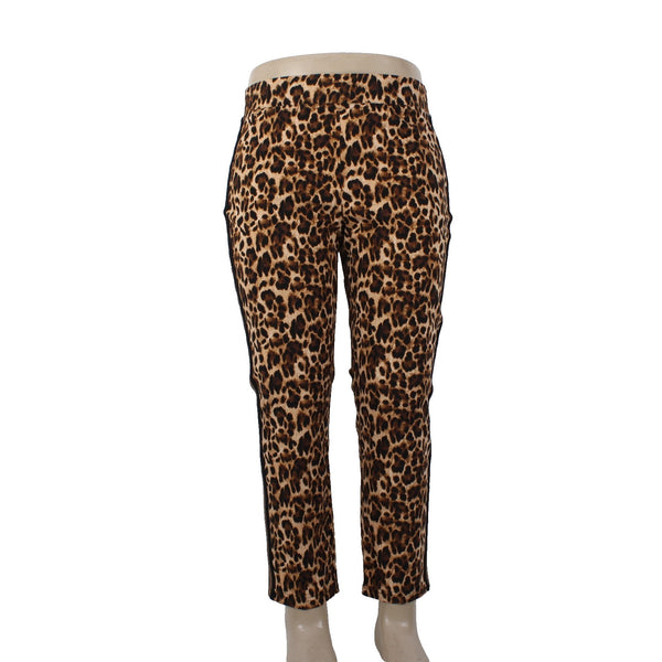Joseph Ribkoff Pant NEW Sz 16 x 27 Brown Black Animal Print Pull On Viscose Pant