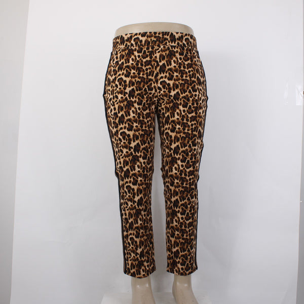 Joseph Ribkoff Pant NEW Sz 16 x 27 Brown Black Animal Print Pull On Viscose Pant