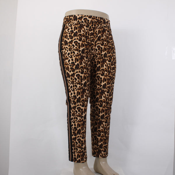Joseph Ribkoff Pant NEW Sz 16 x 27 Brown Black Animal Print Pull On Viscose Pant