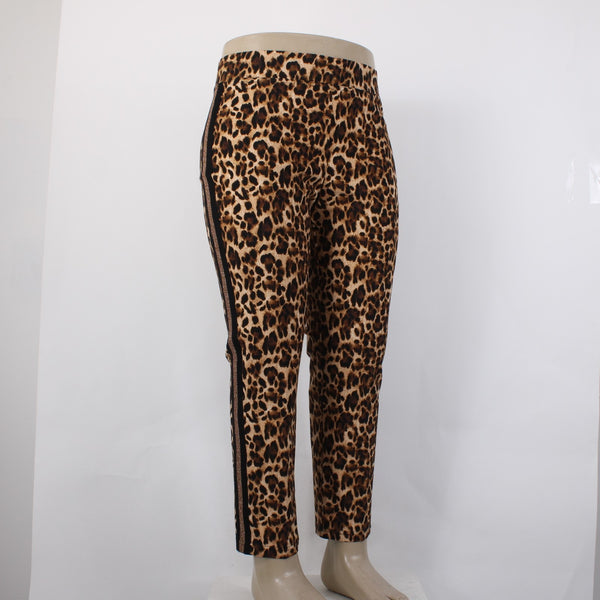 Joseph Ribkoff Pant NEW Sz 16 x 27 Brown Black Animal Print Pull On Viscose Pant