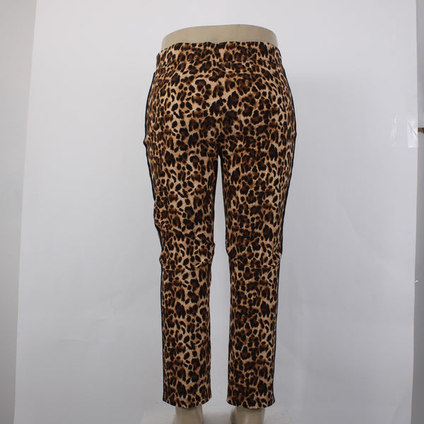 Joseph Ribkoff Pant NEW Sz 16 x 27 Brown Black Animal Print Pull On Viscose Pant