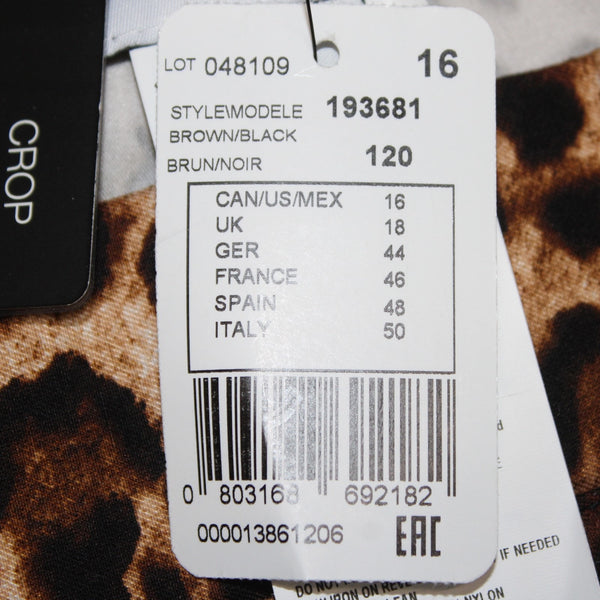 Joseph Ribkoff Pant NEW Sz 16 x 27 Brown Black Animal Print Pull On Viscose Pant
