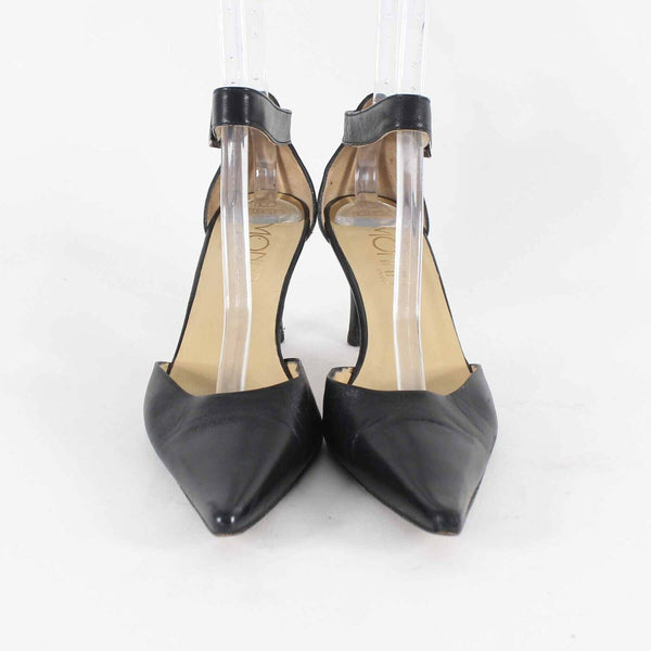 Paco Herrero Monan Sz 39 Black Leather Pointed Toe 2.75" Heel 664G