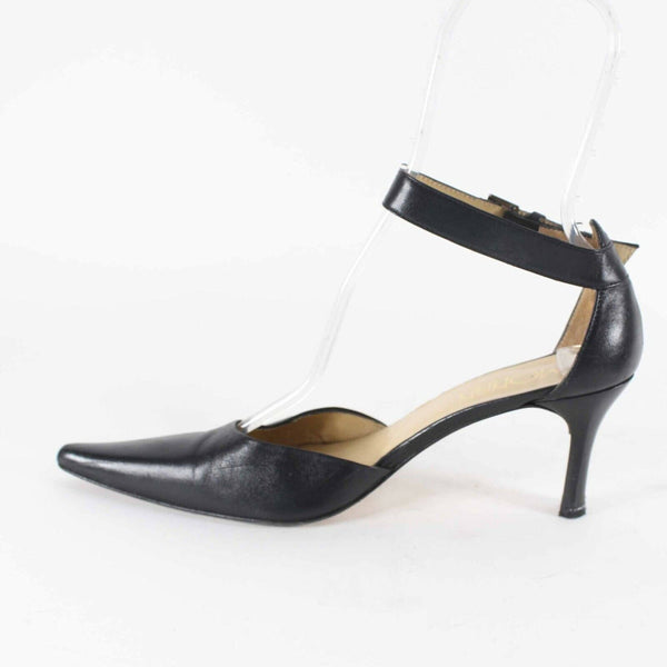 Paco Herrero Monan Sz 39 Black Leather Pointed Toe 2.75" Heel 664G