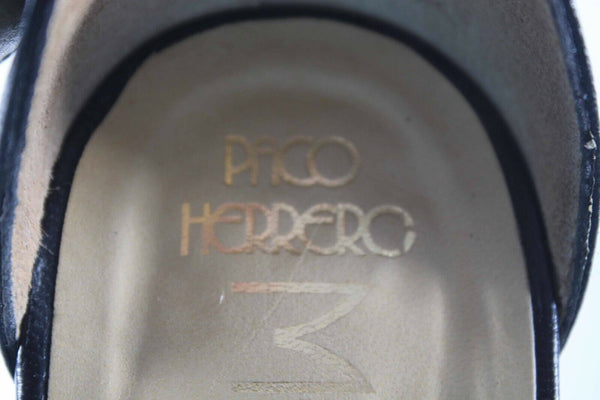 Paco Herrero Monan Sz 39 Black Leather Pointed Toe 2.75" Heel 664G