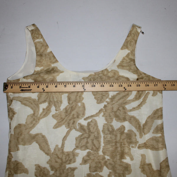 Dana Buchman Top Set Sz 2 Tan White Twin Set Collar Silk Linen Tank And Top Set