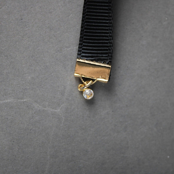 Loft NEW Goldtone Black Ribbon Lapis Faux Pearl Necklace