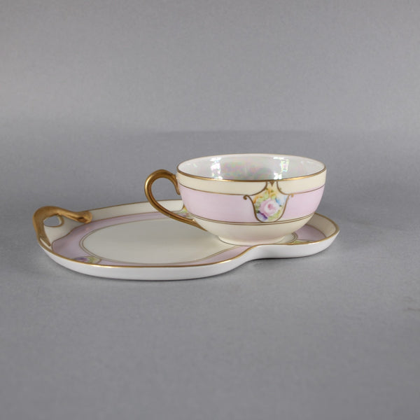 Meito Tea Cup With Saucer 3 Pc Pink White Multi Color Floral Hand Painted Japan