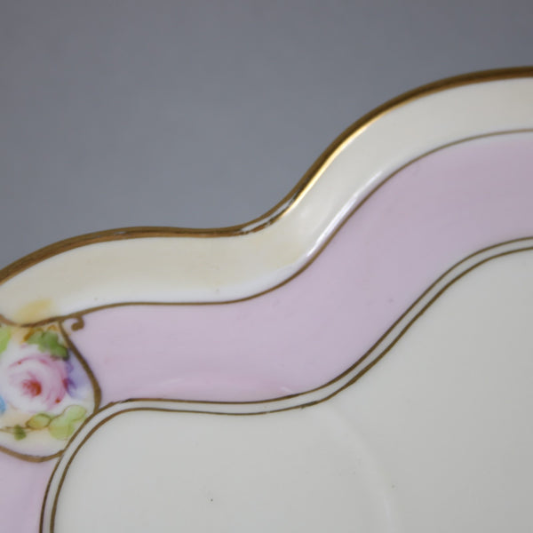 Meito Tea Cup With Saucer 3 Pc Pink White Multi Color Floral Hand Painted Japan