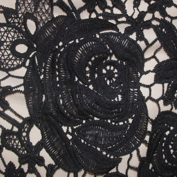 Love X Design Dress NEW $47 Sz M Black Tan Embroidered Eyelets 100% Poly