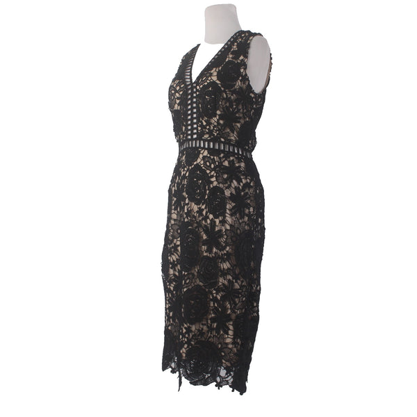 Love X Design Dress NEW $47 Sz M Black Tan Embroidered Eyelets 100% Poly