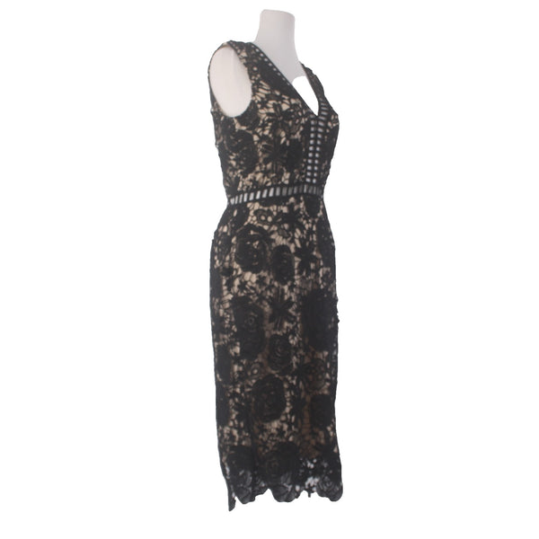 Love X Design Dress NEW $47 Sz M Black Tan Embroidered Eyelets 100% Poly