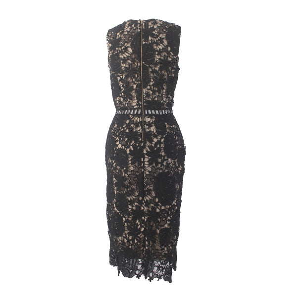 Love X Design Dress NEW $47 Sz M Black Tan Embroidered Eyelets 100% Poly