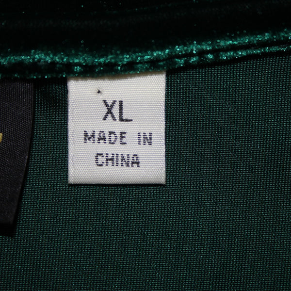 Bob Mackie Top NEW Sz XL Green Black Velour Embroidered Polyester Spandex Top