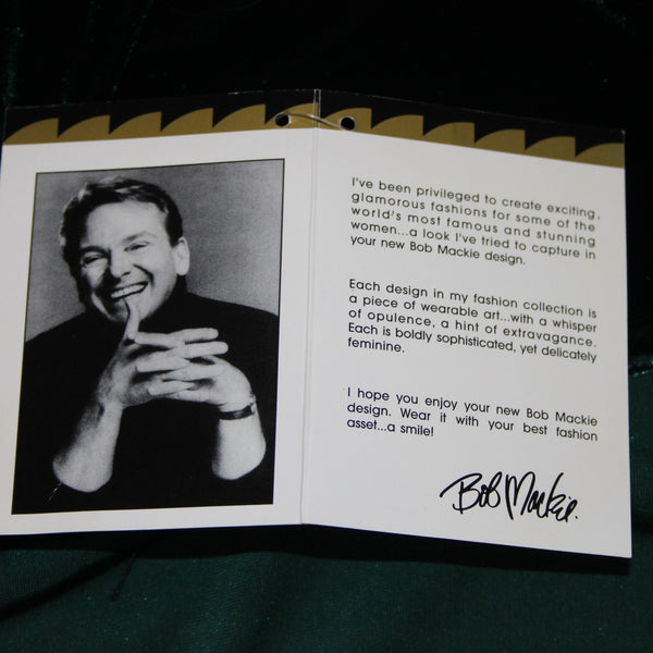 Bob Mackie Top NEW Sz XL Green Black Velour Embroidered Polyester Spandex Top