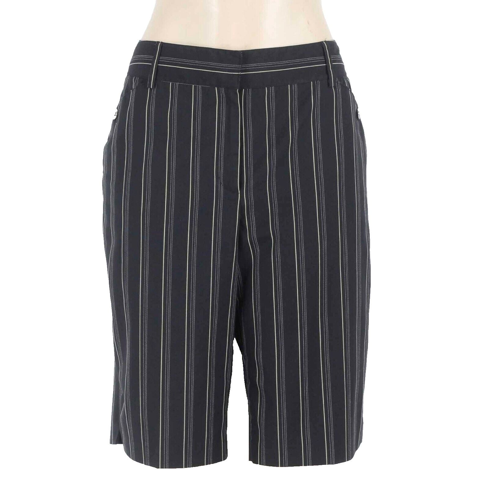 Sport Haley Sz 12 x 12 Black Multi Pin Stripe Poly Rayon Spandex Shorts