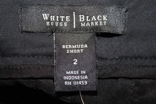 White House Black Market NEW Sz 2 X 11.5 Black Cotton Spandex Poly Bermuda Short