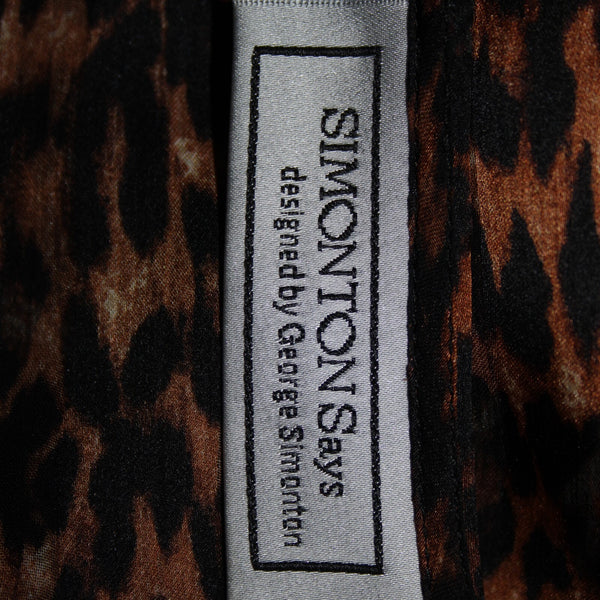 Simonton Says Sz S Brown Tan Animal Print Sheer Asymmetrical 100% Polyester Top