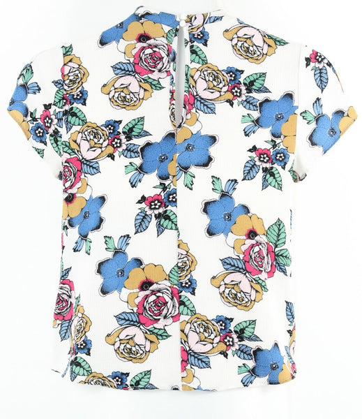 Urban Romantics Sz L Ivory Multi X Detail Cold Shoulder Polyester Blend Top