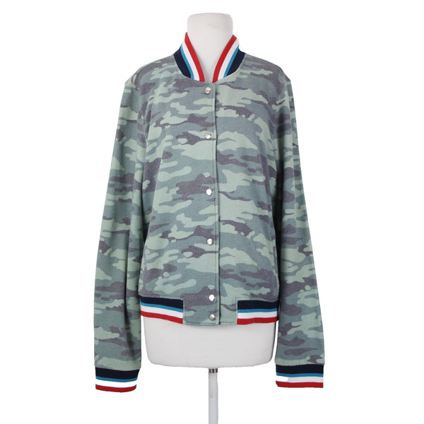 Sol Angeles Sz XL Green Multi Color Camo Snap Button Collared Cotton Poly Jacket